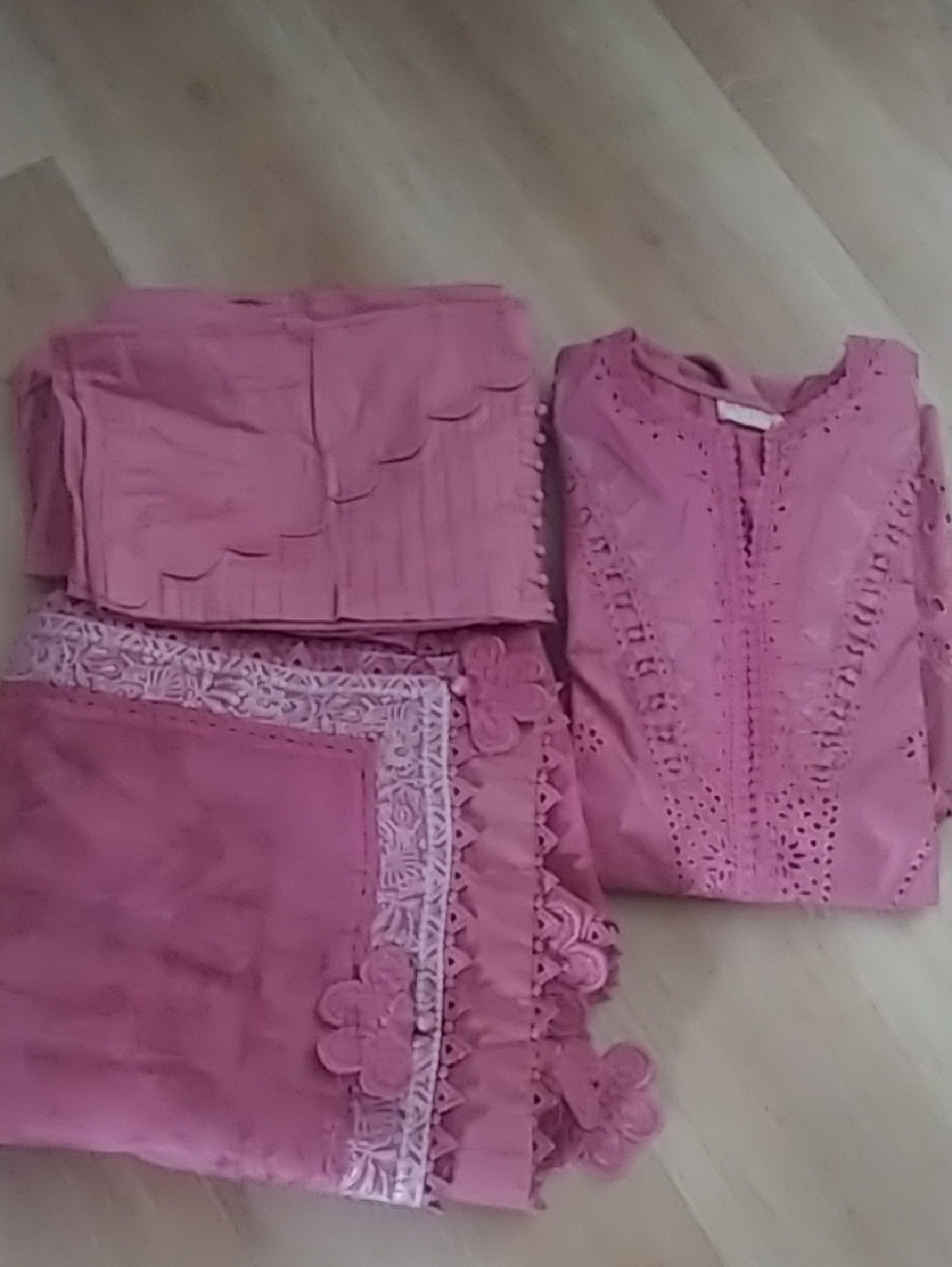 Pink Women's Embroidered Dress Set
